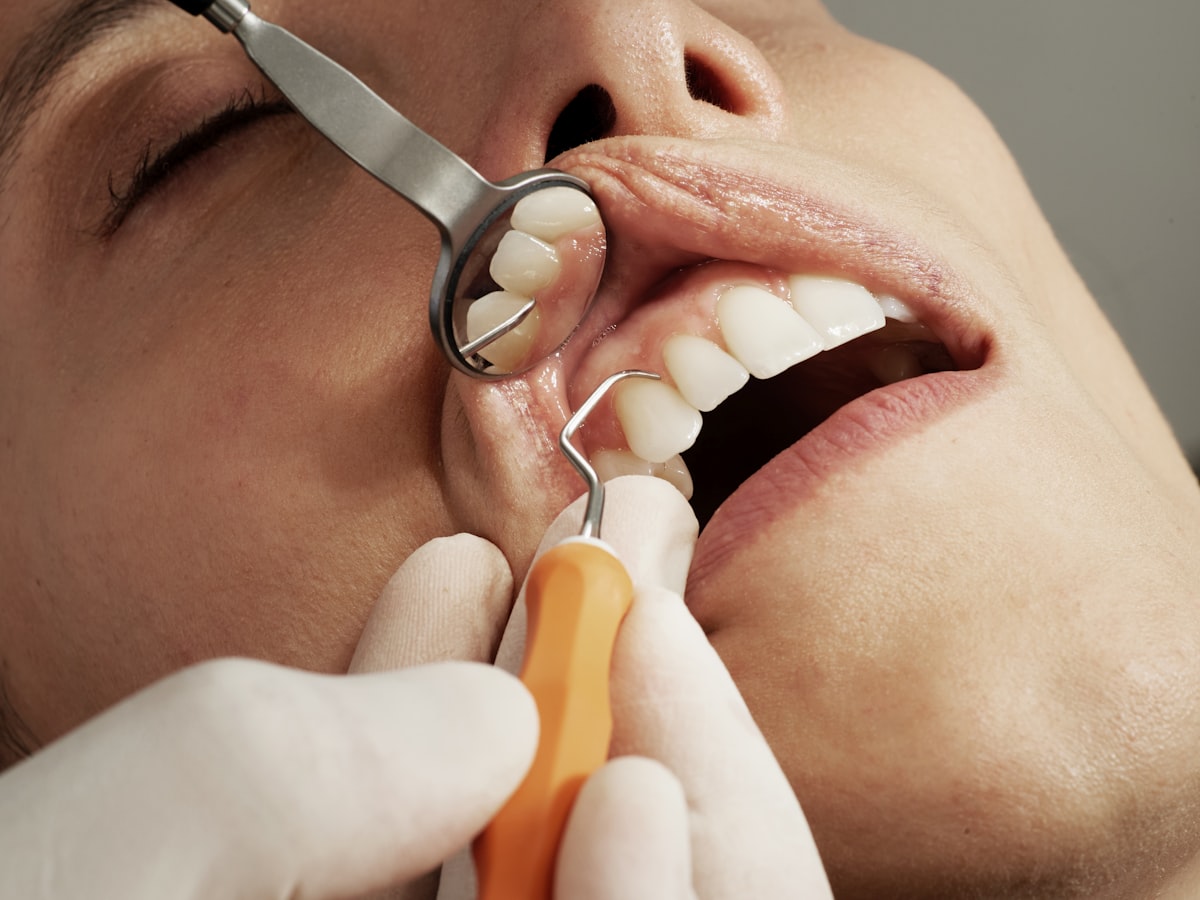 Close-up illustrative image of teeth during a dental examination